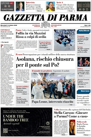 Prima pagina Gazzetta di Parma di oggi - Quotidiano regionale
