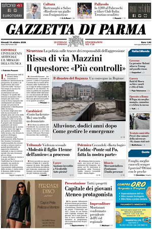 Prima pagina Gazzetta di Parma di oggi - Quotidiano regionale