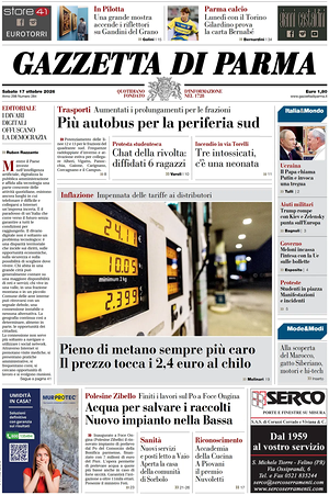 Prima pagina Gazzetta di Parma di oggi - Quotidiano regionale