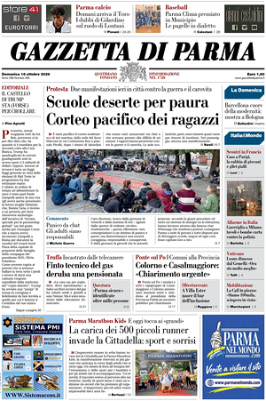Prima pagina Gazzetta di Parma di oggi - Quotidiano regionale