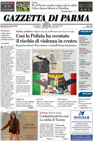Prima pagina Gazzetta di Parma di oggi - Quotidiano regionale