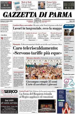 Prima pagina Gazzetta di Parma di oggi - Quotidiano regionale