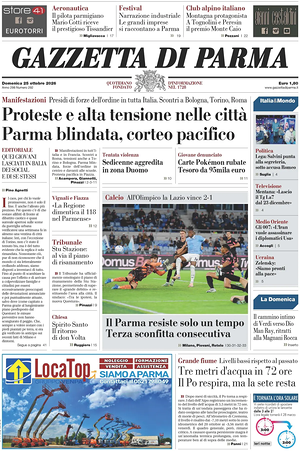Prima pagina Gazzetta di Parma di oggi - Quotidiano regionale