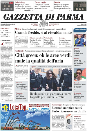 Prima pagina Gazzetta di Parma di oggi - Quotidiano regionale
