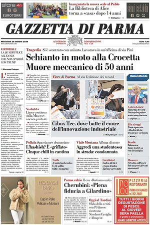 Prima pagina Gazzetta di Parma di oggi - Quotidiano regionale