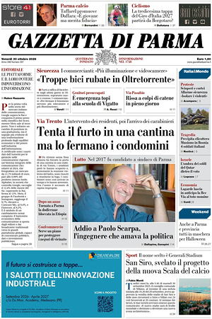 Prima pagina Gazzetta di Parma di oggi - Quotidiano regionale