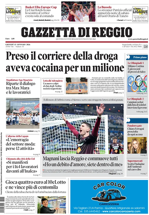 Prima pagina Gazzetta di Reggio di oggi - Quotidiano regionale