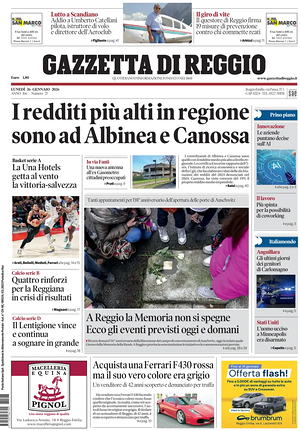 Prima pagina Gazzetta di Reggio di oggi - Quotidiano regionale