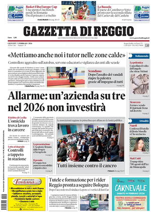 Prima pagina Gazzetta di Reggio di oggi - Quotidiano regionale