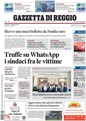 Prima pagina Gazzetta di Reggio di oggi - Quotidiano regionale