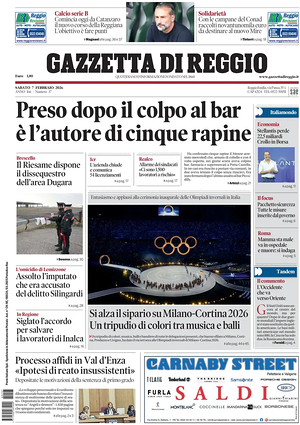 Prima pagina Gazzetta di Reggio di oggi - Quotidiano regionale