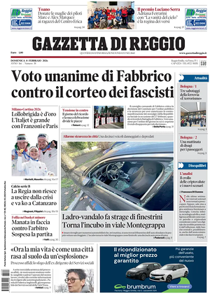Prima pagina Gazzetta di Reggio di oggi - Quotidiano regionale