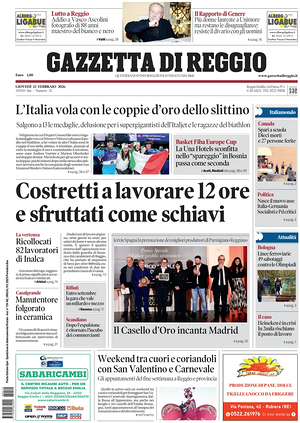 Prima pagina Gazzetta di Reggio di oggi - Quotidiano regionale