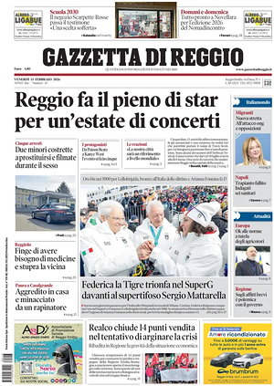 Prima pagina Gazzetta di Reggio di oggi - Quotidiano regionale