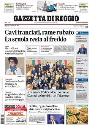 Prima pagina Gazzetta di Reggio di oggi - Quotidiano regionale