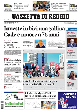 Prima pagina Gazzetta di Reggio di oggi - Quotidiano regionale