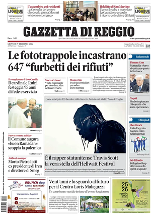 Prima pagina Gazzetta di Reggio di oggi - Quotidiano regionale
