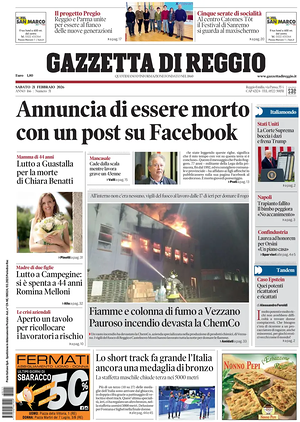Prima pagina Gazzetta di Reggio di oggi - Quotidiano regionale