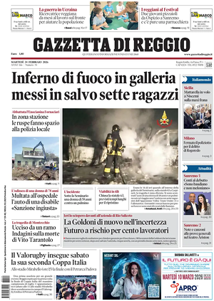 Prima pagina Gazzetta di Reggio di oggi - Quotidiano regionale