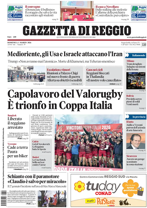 Prima pagina Gazzetta di Reggio di oggi - Quotidiano regionale