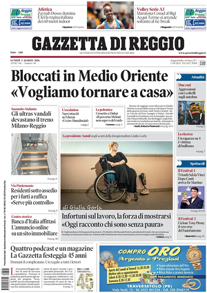 Prima pagina Gazzetta di Reggio di oggi - Quotidiano regionale
