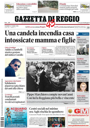 Prima pagina Gazzetta di Reggio di oggi - Quotidiano regionale