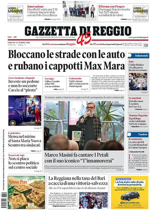 Prima pagina Gazzetta di Reggio di oggi - Quotidiano regionale