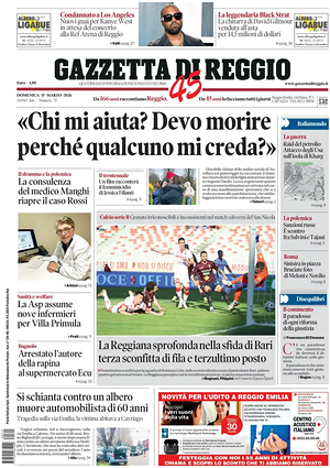 Prima pagina Gazzetta di Reggio di oggi - Quotidiano regionale