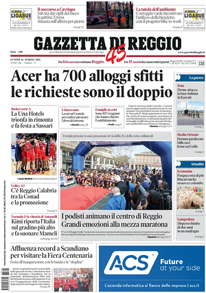 Prima pagina Gazzetta di Reggio di oggi - Quotidiano regionale