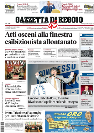 Prima pagina Gazzetta di Reggio di oggi - Quotidiano regionale
