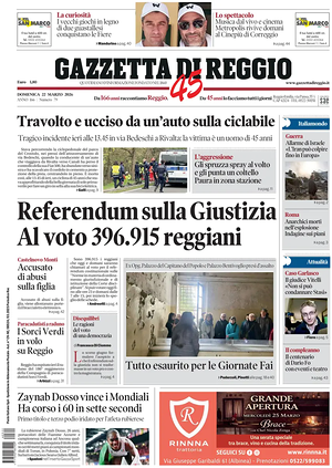 Prima pagina Gazzetta di Reggio di oggi - Quotidiano regionale
