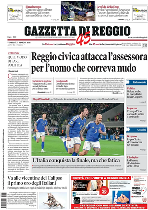 Prima pagina Gazzetta di Reggio di oggi - Quotidiano regionale