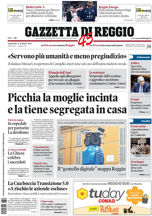 Prima pagina Gazzetta di Reggio di oggi - Quotidiano regionale