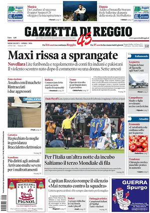 Prima pagina Gazzetta di Reggio di oggi - Quotidiano regionale