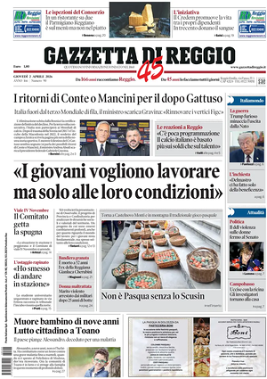 Prima pagina Gazzetta di Reggio di oggi - Quotidiano regionale