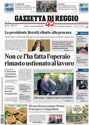 Prima pagina Gazzetta di Reggio di oggi - Quotidiano regionale