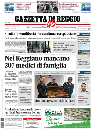 Prima pagina Gazzetta di Reggio di oggi - Quotidiano regionale