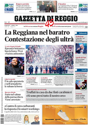 Prima pagina Gazzetta di Reggio di oggi - Quotidiano regionale