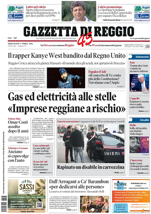 Prima pagina Gazzetta di Reggio di oggi - Quotidiano regionale
