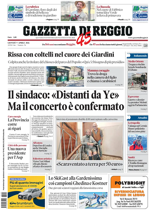 Prima pagina Gazzetta di Reggio di oggi - Quotidiano regionale