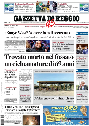 Prima pagina Gazzetta di Reggio di oggi - Quotidiano regionale