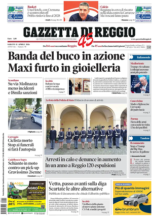 Prima pagina Gazzetta di Reggio di oggi - Quotidiano regionale