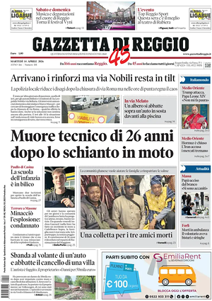 Prima pagina Gazzetta di Reggio di oggi - Quotidiano regionale
