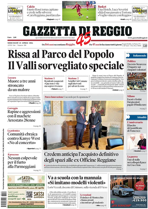 Prima pagina Gazzetta di Reggio di oggi - Quotidiano regionale