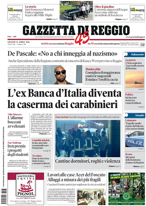 Prima pagina Gazzetta di Reggio di oggi - Quotidiano regionale