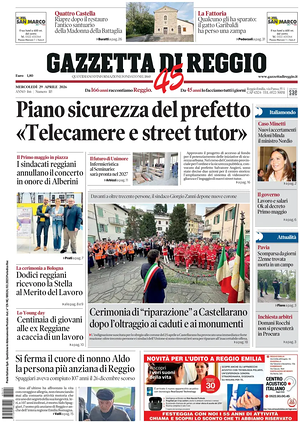 Prima pagina Gazzetta di Reggio di oggi - Quotidiano regionale