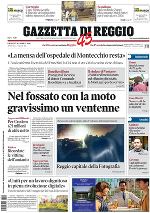 Prima pagina Gazzetta di Reggio di oggi - Quotidiano regionale