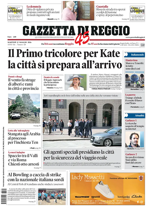 Prima pagina Gazzetta di Reggio di oggi - Quotidiano regionale
