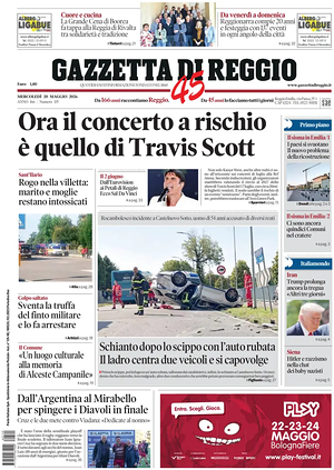 Prima pagina Gazzetta di Reggio di oggi - Quotidiano regionale