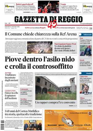 Prima pagina Gazzetta di Reggio di oggi - Quotidiano regionale
